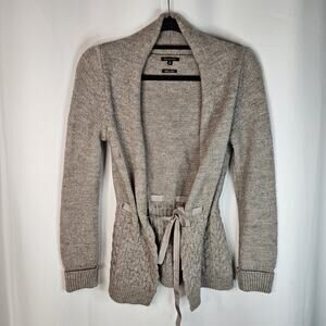 Massimo Dutti Alpaca Wool Ruffle Tie-Front Cardigan Sweater Gray Brown Size M/32